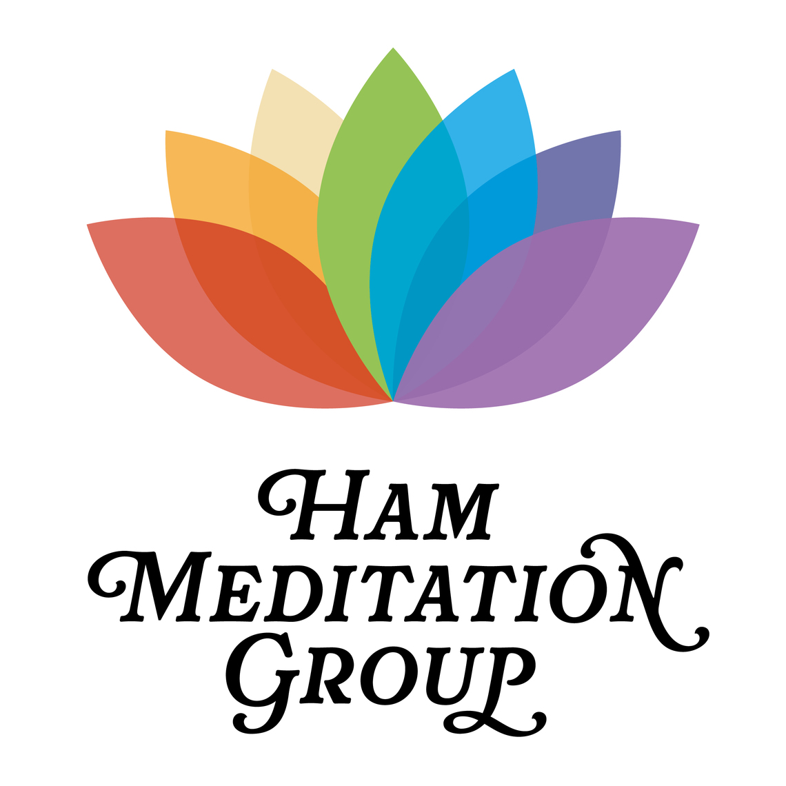 Logo Ham Meditation Group Simple lotus flower seven petals colours of the chakras
