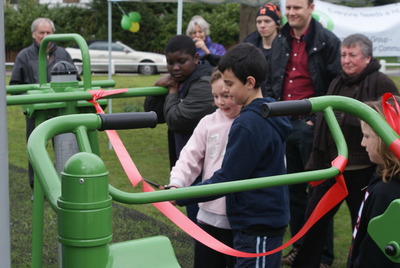 Cutting the ribbon