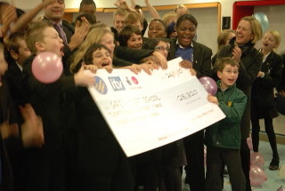 Greycourt students with their cheque